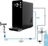 Diagram showing the setup of a water dispenser with connections for water and CO2. Produktbild-Vorschau
