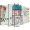 5-teiliges leinwandbild buntes haus 200x100 cm Feeby rosa Produktbild-Vorschau 1