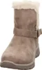 A single taupe winter boot with white faux fur trim is shown against a white background. Voir les images du produit