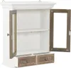 An open white wall cabinet with two glass-paneled doors and two drawers at the bottom. Anteprima dell’immagine prodotto
