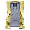 The back of a yellow backpack with gray padding and straps. Produktbild-Vorschau