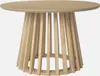 A round wooden table with a slatted base. Produktbild-Vorschau