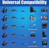 A diagram illustrating the universal compatibility of a gaming headset with various devices. Produktbild-Vorschau