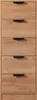A front view of a tall, narrow chest of drawers with five drawers, each with a black handle. Anteprima dell’immagine prodotto