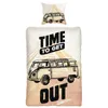 A bedding set featuring a vintage Volkswagen bus illustration and text. Produktbild-Vorschau