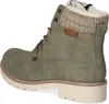 A side view of a green boot with a knitted cuff. Produktbild-Vorschau
