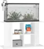 A white aquarium stand with an aquarium on top, containing fish and plants. The stand has shelves with jars and a box. Náhľad obrázku produktu