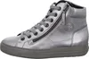 A side view of a silver high-top sneaker with a zipper. Anteprima dell’immagine prodotto