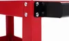 A close-up view of the corner of a red metal structure, showing metal brackets and screws. Produktbild-Vorschau
