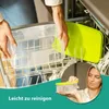 A person is placing clear food containers into a dishwasher, and another person is holding a container. The text "Leicht zu reinigen" is visible. Produktbild-Vorschau