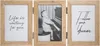 A triptych photo frame with a baby playing a piano in the center and inspirational quotes on the side panels. Voir les images du produit