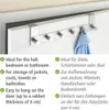 A metal over-the-door hook rack with a blue towel hanging on it, shown from the front with accompanying text in English and German. Anteprima dell’immagine prodotto