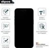 A black smartphone screen protector is shown with feature icons and text. Produktbild-Vorschau