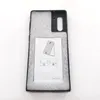 A black phone case is shown with a white instruction manual inside. Produktbild-Vorschau