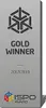 A silver award plaque with text and a logo. Voir les images du produit