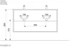 Technical drawing of a bathroom vanity with dimensions and mounting details. Produktbild-Vorschau