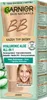 A product box for Garnier BB Cream with a split image of a woman's face showing before and after application. Voir les images du produit