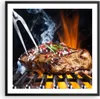 Gerahmtes Poster - Schwarzer Rahmen - Steak Grill Flammen Produktbild-Vorschau 1