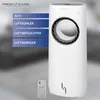 A white and titanium colored ProfiCare 3-in-1 air cooler, humidifier, and purifier is shown with a remote control and feature callouts. Produktbild-Vorschau