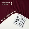 Close-up of a burgundy fabric with text overlays and care instructions. Produktbild-Vorschau