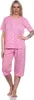 Damen Capri Pyjama mit kurzen Ärmeln; Altrosa/XL/42 Produktbild-Vorschau 1