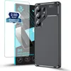 A smartphone case and screen protector are displayed against a white background. Produktbild-Vorschau