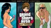 Collage of three characters from Grand Theft Auto games, with the game's title in the center. Produktbild-Vorschau