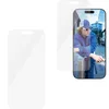 A screen protector is shown next to a smartphone displaying a person. Produktbild-Vorschau