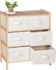 A wooden dresser with six fabric drawers, topped with a small plant. Podgląd zdjęcia produktu