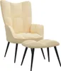 vidaXL Relaxsessel mit Hocker Cremeweiß Samt Produktbild-Vorschau 9