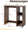 A diagram showing the dimensions of a wooden desk with shelves. Produktbild-Vorschau