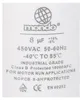 A close-up of a capacitor with its specifications printed on it. Produktbild-Vorschau