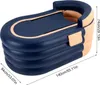 An inflatable bathtub for adults, shown from a slightly elevated side angle on a white background. Dimensions are indicated with text overlays. Produktbild-Vorschau