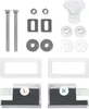 A collection of toilet seat hardware components laid out on a white background. Produktbild-Vorschau