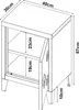 A line drawing of a nightstand with dimensions indicated by text and arrows. Voir les images du produit