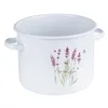 A white enamel pot with a lavender design and the word 'Lavender' written on it. Podgląd zdjęcia produktu