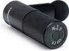 A black massage gun with textured grip and branding is shown on a white background. The end of the gun shows charging indicators, a power button, and a USB-C port. Produktbild-Vorschau