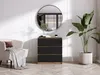 Commode 3 tiroirs, Couleur : Chêne Wotan / Noir, 78 x 70 x Voir les images du produit 3