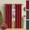 A collage of plaid curtains in red and green, with a Christmas tree and fireplace in the background. Produktbild-Vorschau