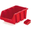 Two red plastic storage bins on a white background. Produktbild-Vorschau