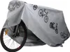 A bicycle covered with a gray protective cover, with images of bicycles printed on it. Voir les images du produit