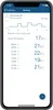 A smartphone screen displaying a thermostat control interface with a temperature graph and settings. Produktbild-Vorschau