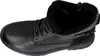 A top-down view of a black leather boot with a fur lining. Anteprima dell’immagine prodotto