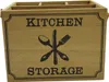 Vintage Retro Besteckkorb aus Holz mit Ledergriff Produktbild-Vorschau 2