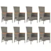 vidaXL 9 tlg. Garten Essgruppe mit Kissen Grau Poly Rattan Produktbild-Vorschau 4