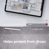 A tablet displaying architectural plans is shown above a stylus case and a stylus. The stylus case is gray with pink accents and has text indicating it is hexagon designed. The stylus is white and appears to be floating. The bottom of the image has text st Anteprima dell’immagine prodotto