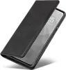 A black flip cover phone case for a Xiaomi Redmi Note 14 5G is shown with the screen partially visible. Produktbild-Vorschau