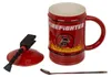 A firefighter-themed mug set with a lid and spoon, displayed against a white background. Produktbild-Vorschau