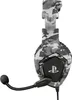 A close-up studio shot of a gaming headset with a camouflage pattern. Produktbild-Vorschau