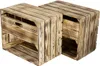 Two wooden crates with a burnt finish, one slightly in front of the other, against a white background. Produktbild-Vorschau